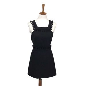 NWT Zara Black Pinafore Mini Dress w/Pompom Trim